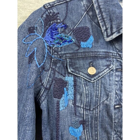 Pilcro & The Letterpress Anthropologie Floral Embroidered Denim‎ Jacket XS Blue - Picture 3 of 7